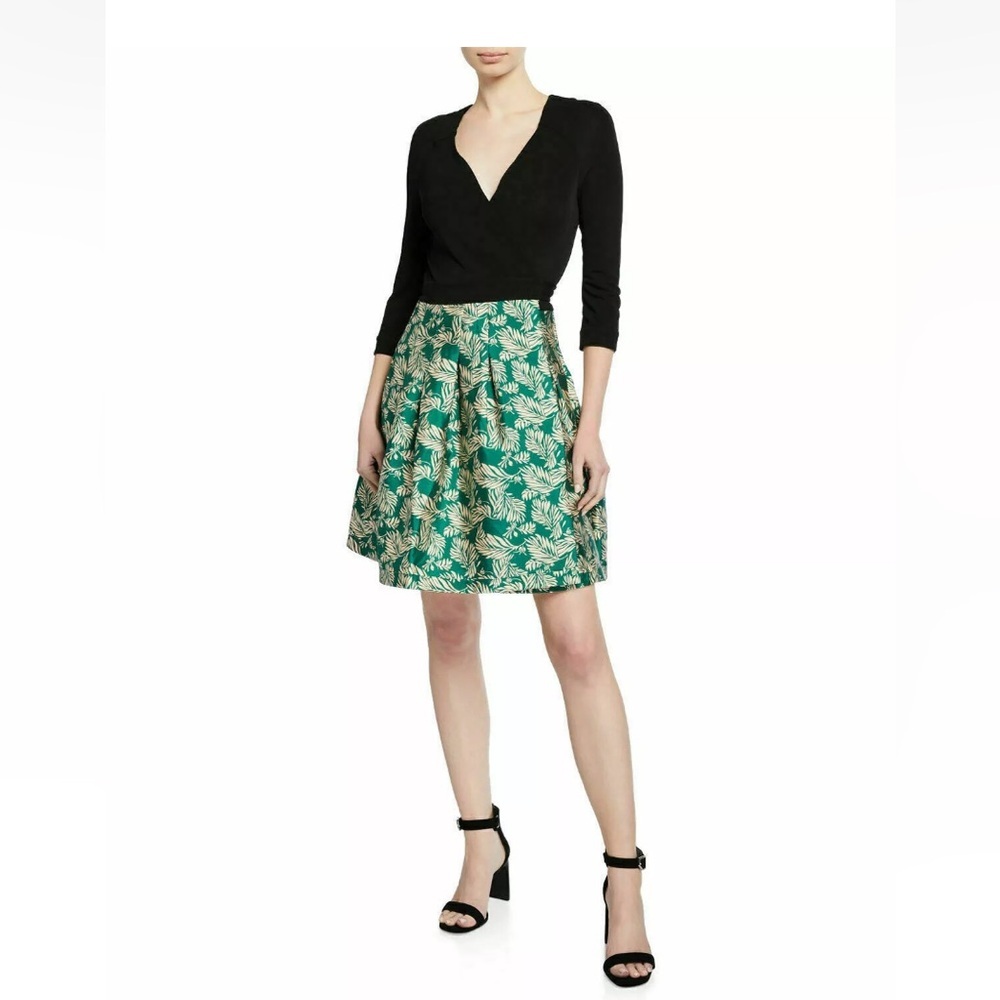 DVF Diane Von Furstenberg Jewel Wrap Dress SIZE:12 Arcadia Pine Black Green - Picture 3 of 8